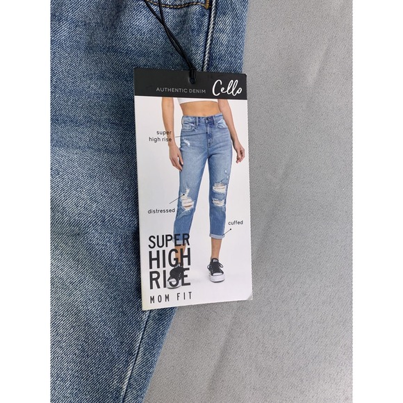 Cello Jeans Womens 00 23 Blue Super High Rise Mom Fit Distressed Denim Authentic - Picture 12 of 13